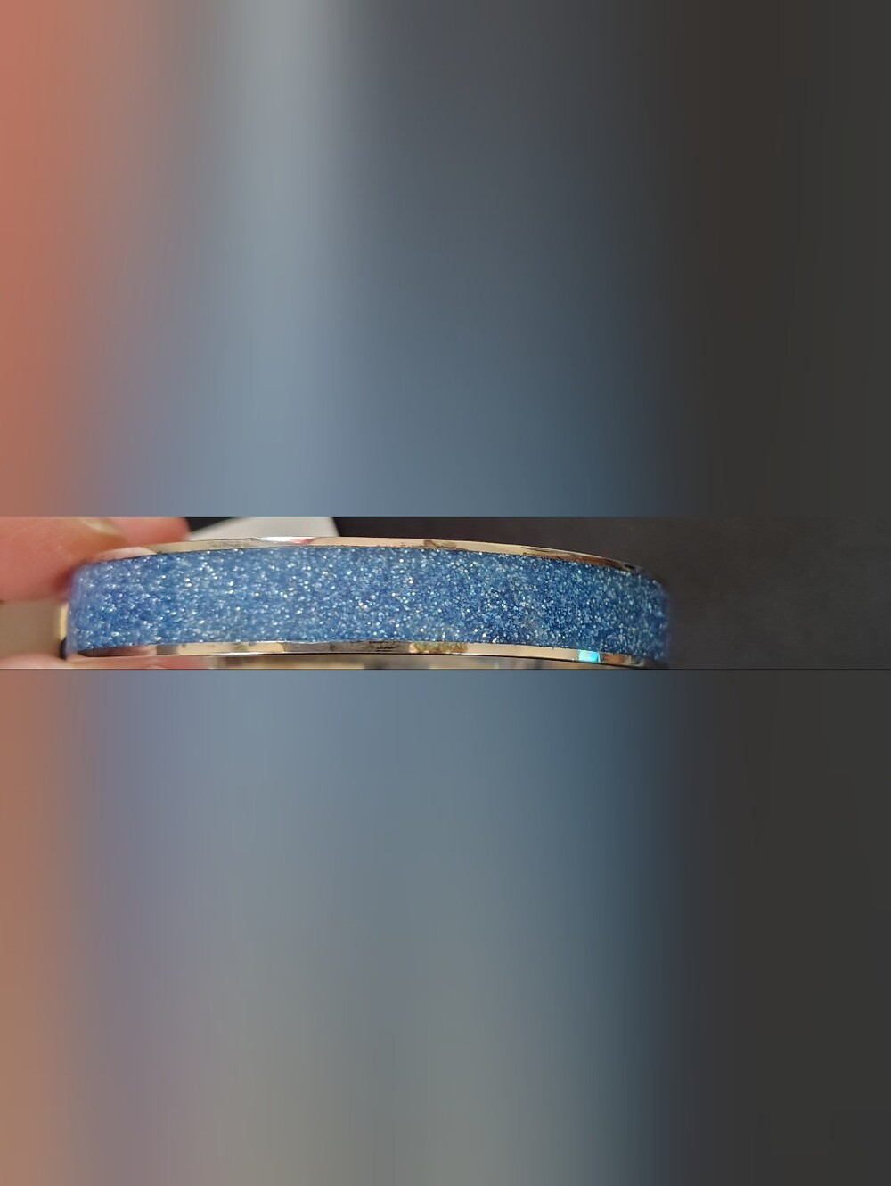 Coach Blue Glitter Bangle Bracelet with Silver Accents - Picture 2 of 4
